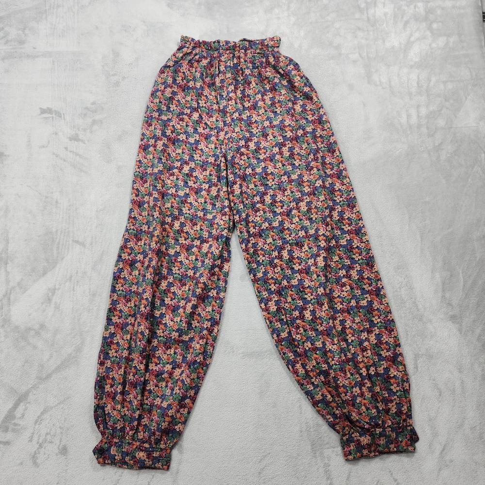 Vintage Phyllis Sues Pants Womens S Multicolor Floral Bloomer Baggy Cuffed Boho